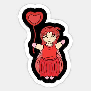 Cute kawaii girl with balloon Sticker